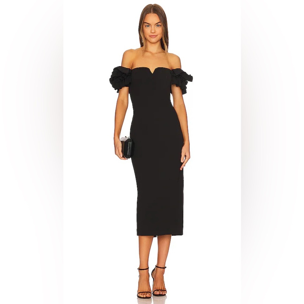 Elliatt Creole Ruffle Sleeve Sheath Dress in Black Size S